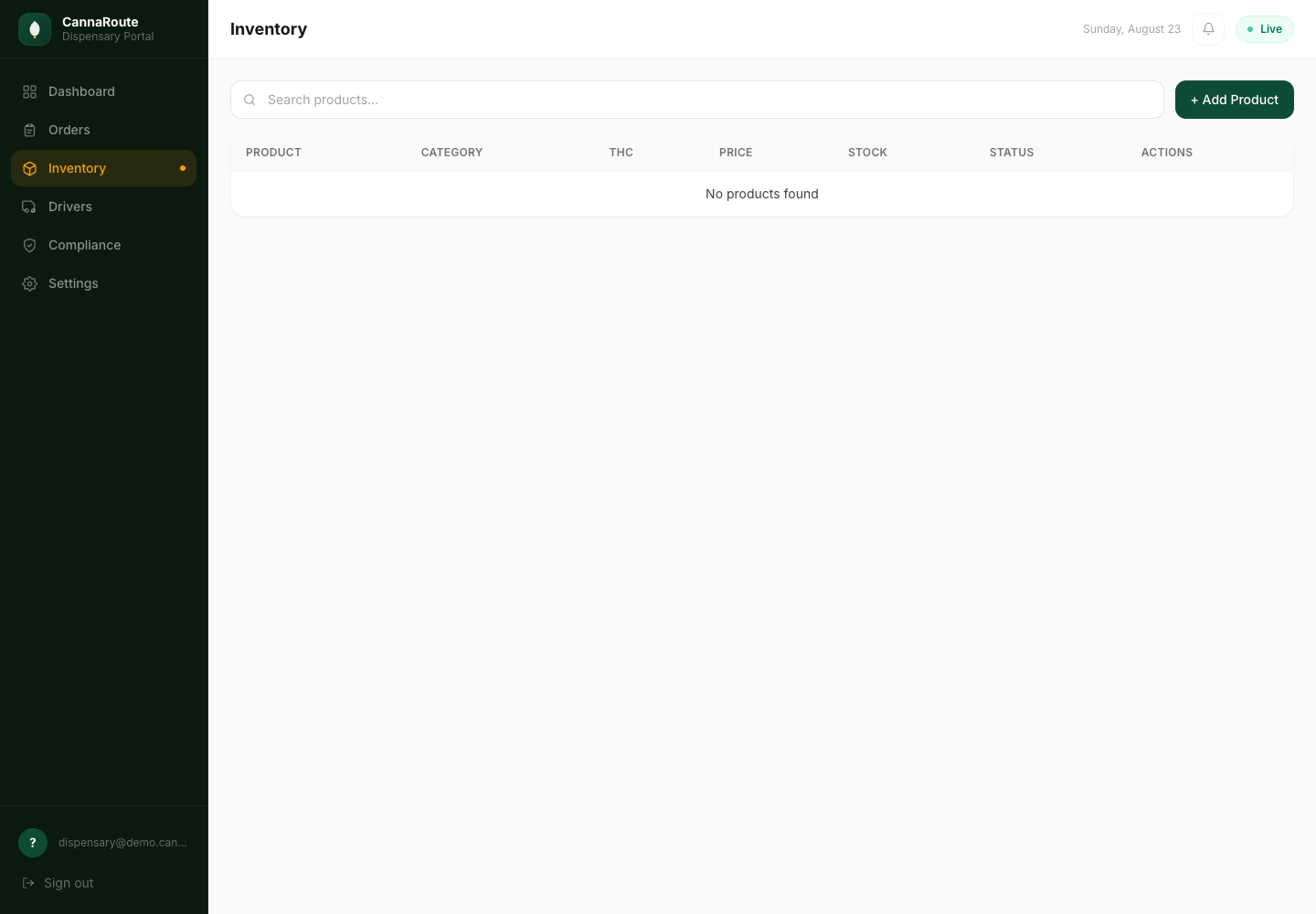 CannaRoute dispensary inventory portal capture