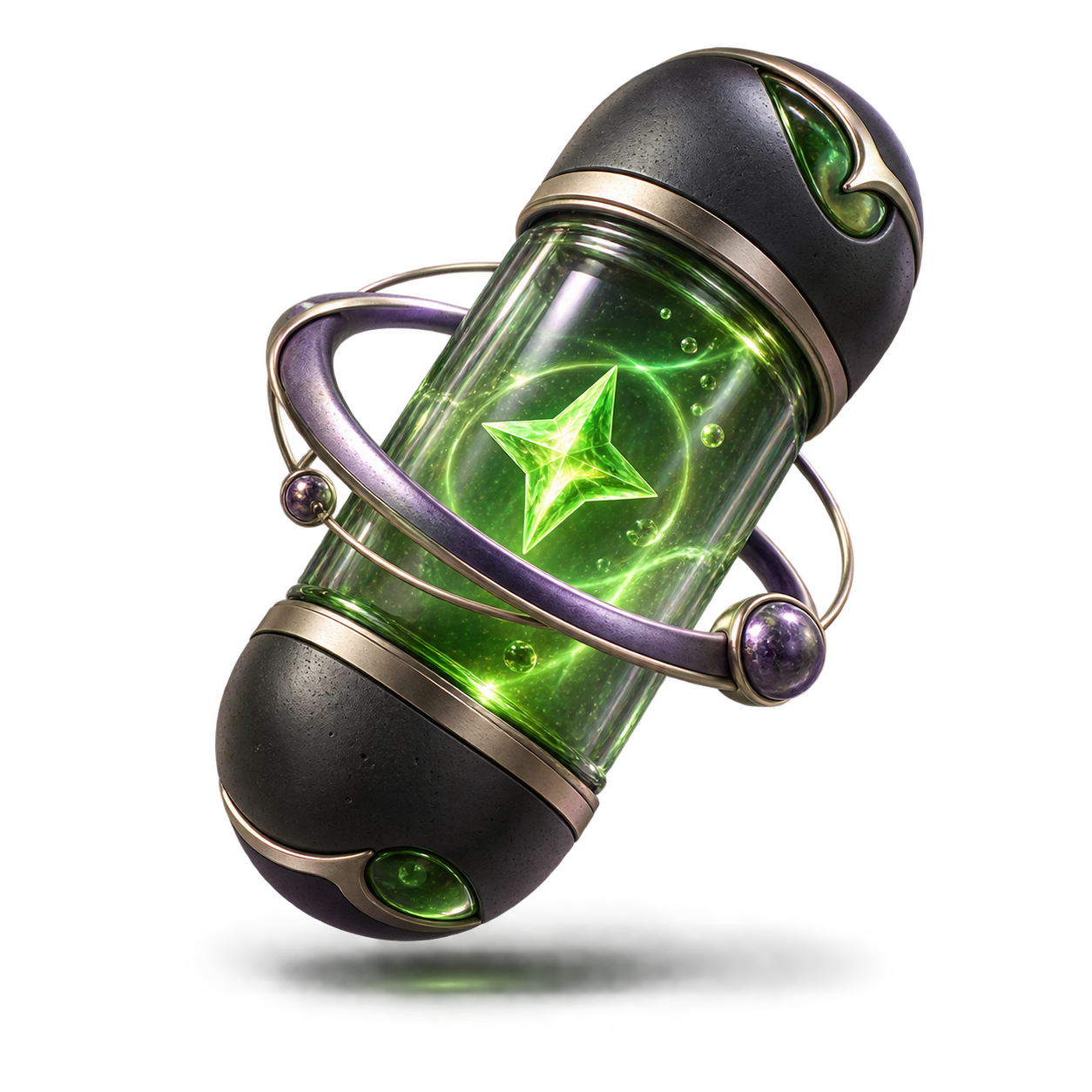 Green and violet chemistry reward capsule